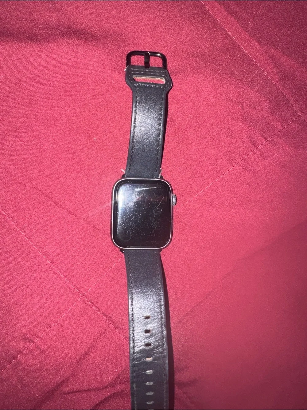 Apple Smartwatch with Black Leather Band